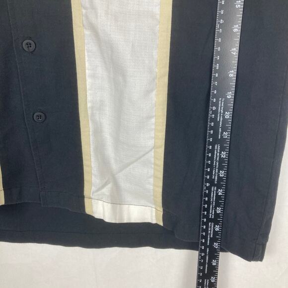 David Carey Bowling Shirt XL Black White Guitar Embroidery Hawaiian Retro Stripe - Picture 6 of 6